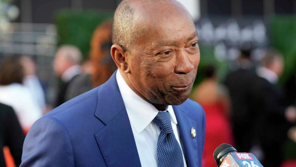 Former Houston Mayor Sylvester Turner, speaks to the media at the 7th annual Houston Sports Awards red carpet on Tuesday, Jan. 30, 2024 at 713 Music Hall in Houston.