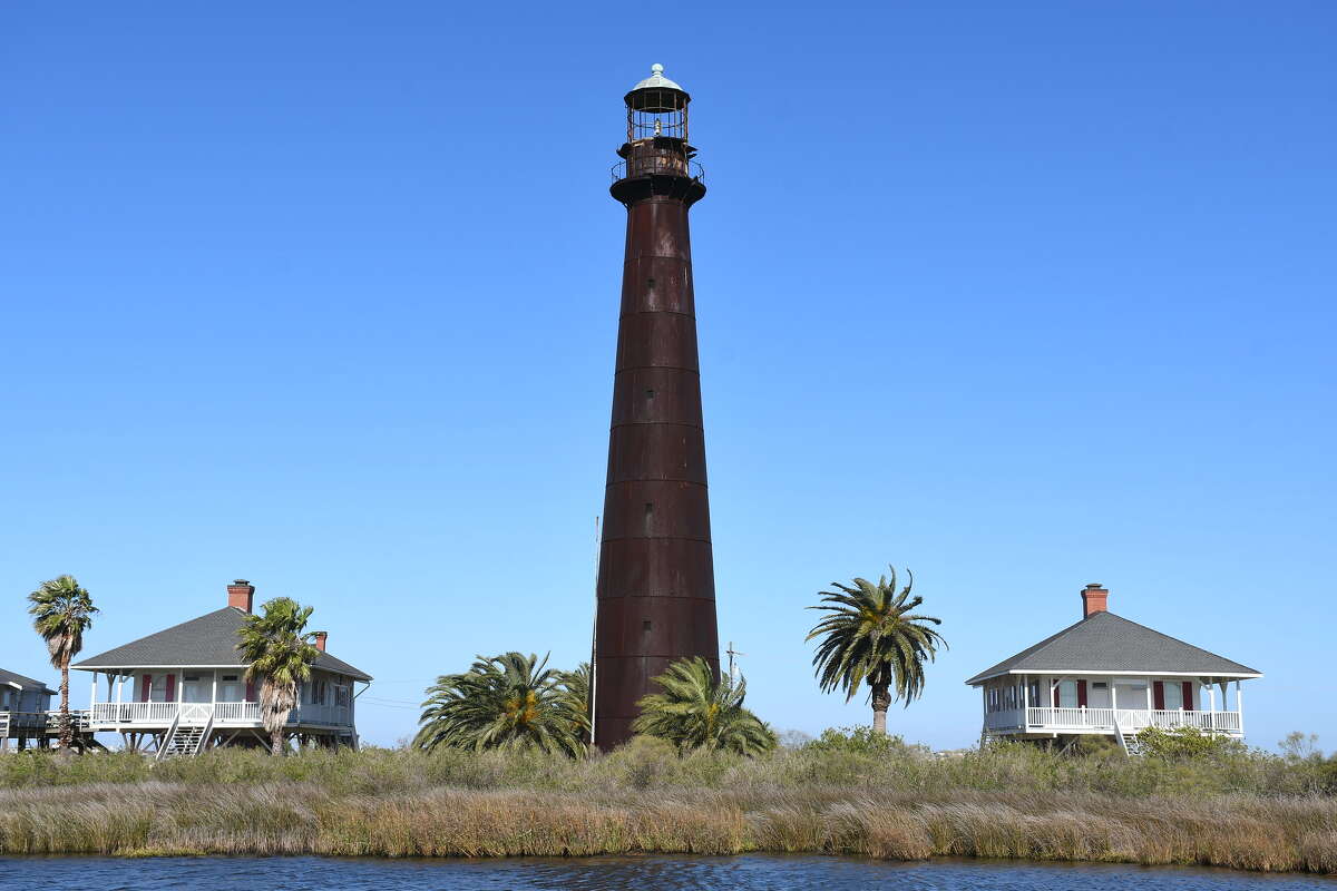 Over 100 feet high, the cast-iron Point Bolivar Lighthouse sheltered victims of the 1900 and 1915 hurricanes and has inspired many a good ghost story.