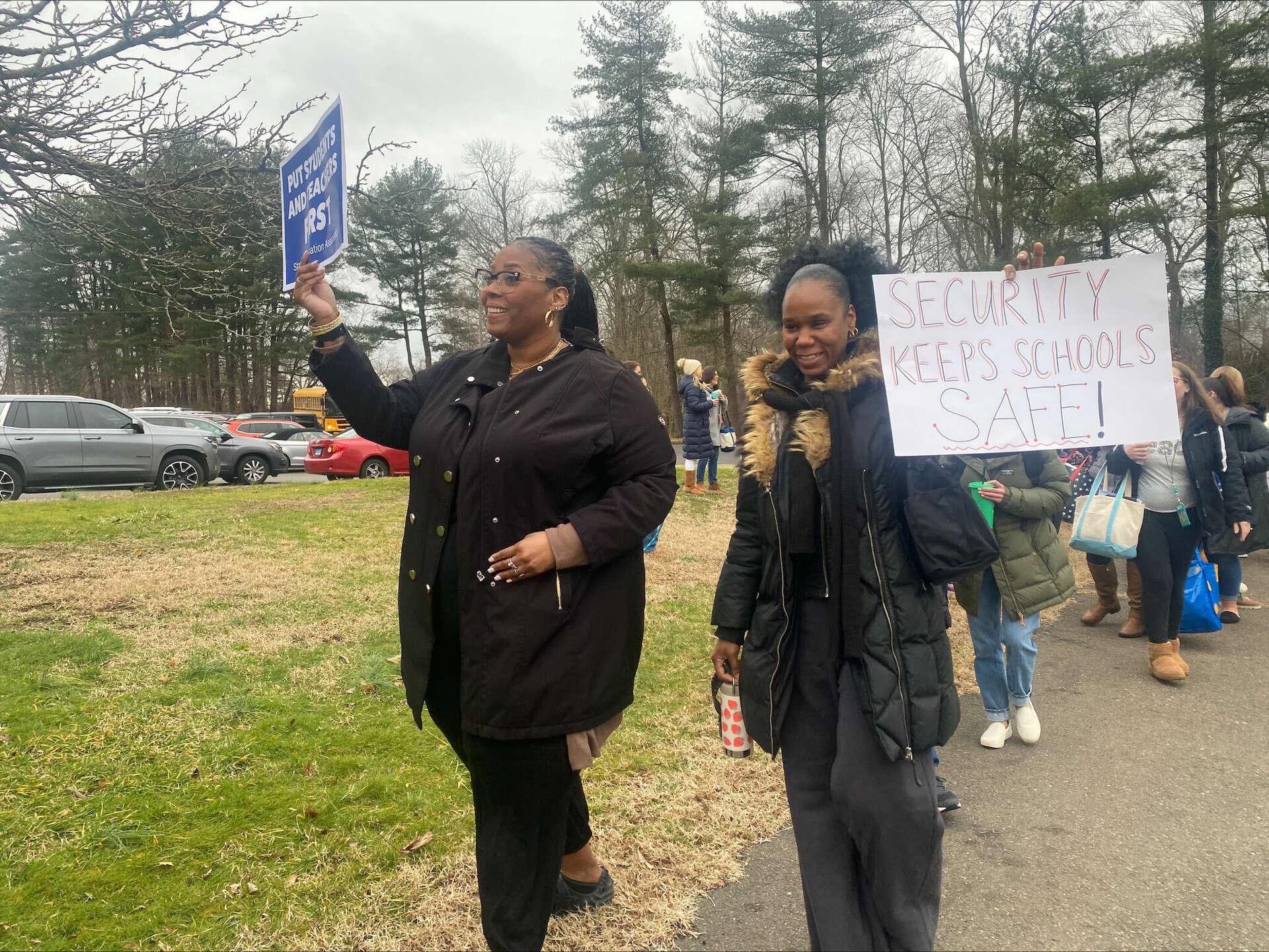 Stamford teachers at 5 schools, parents protest possible budget cuts