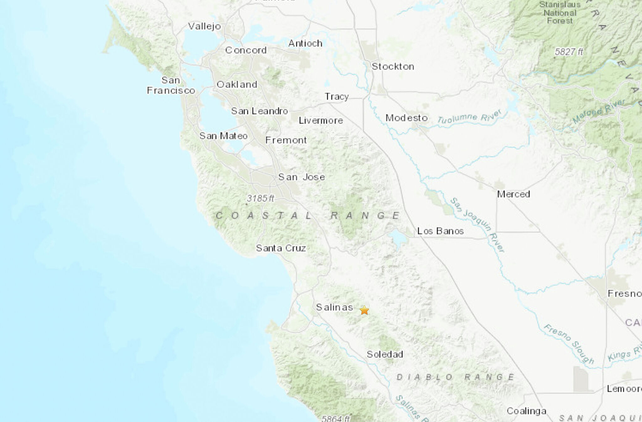 旧金山湾区南部地震群袭击，靠近圣安德烈亚斯断裂带