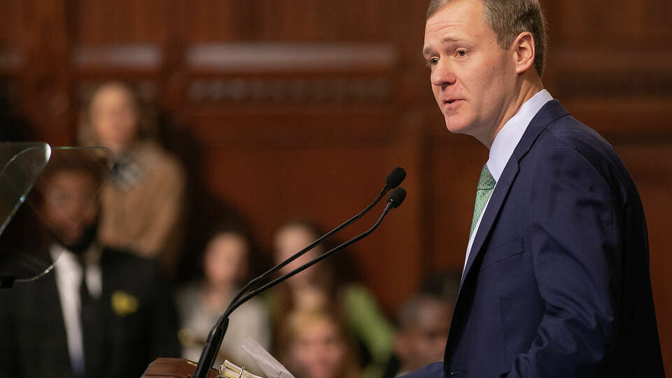 Speaker of the House Matt Ritter speaks in the state House chamber at the state Capitol in Hartford, Wednesday, February 7, 2024. The state legislature convened its 13-week session on Wednesday.