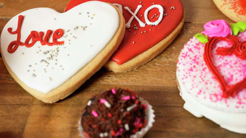 Bakery goods for Valentine's Day are photographed on Thursday, Feb. 8, 2024 at Three Brothers Bakery in Houston.