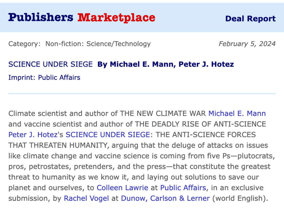 Peter Hotez, Michael Mann teaming up on ‘anti-science’ book