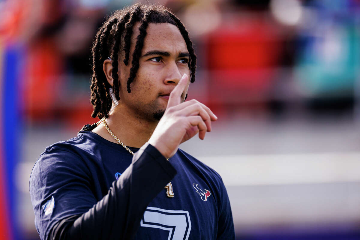 ORLANDO, FLORIDA - FEBRUARY 04: C.J. Stroud #7 of the Houston Texans and AFC looks on before the 2024 NFL Pro Bowl at Camping World Stadium on February 04, 2024 in Orlando, Florida. (Photo by James Gilbert/Getty Images)