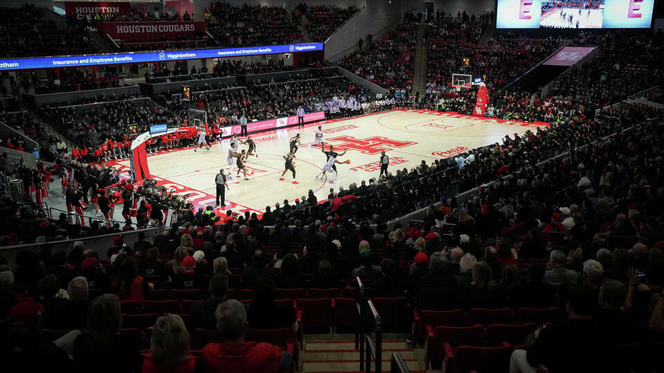 The Houston Cougars play the Kansas State Wildcats during the first half of a NCAA basketball game Saturday, Jan. 27, 2024, at the Fertitta Center at the University of Houston in Houston.