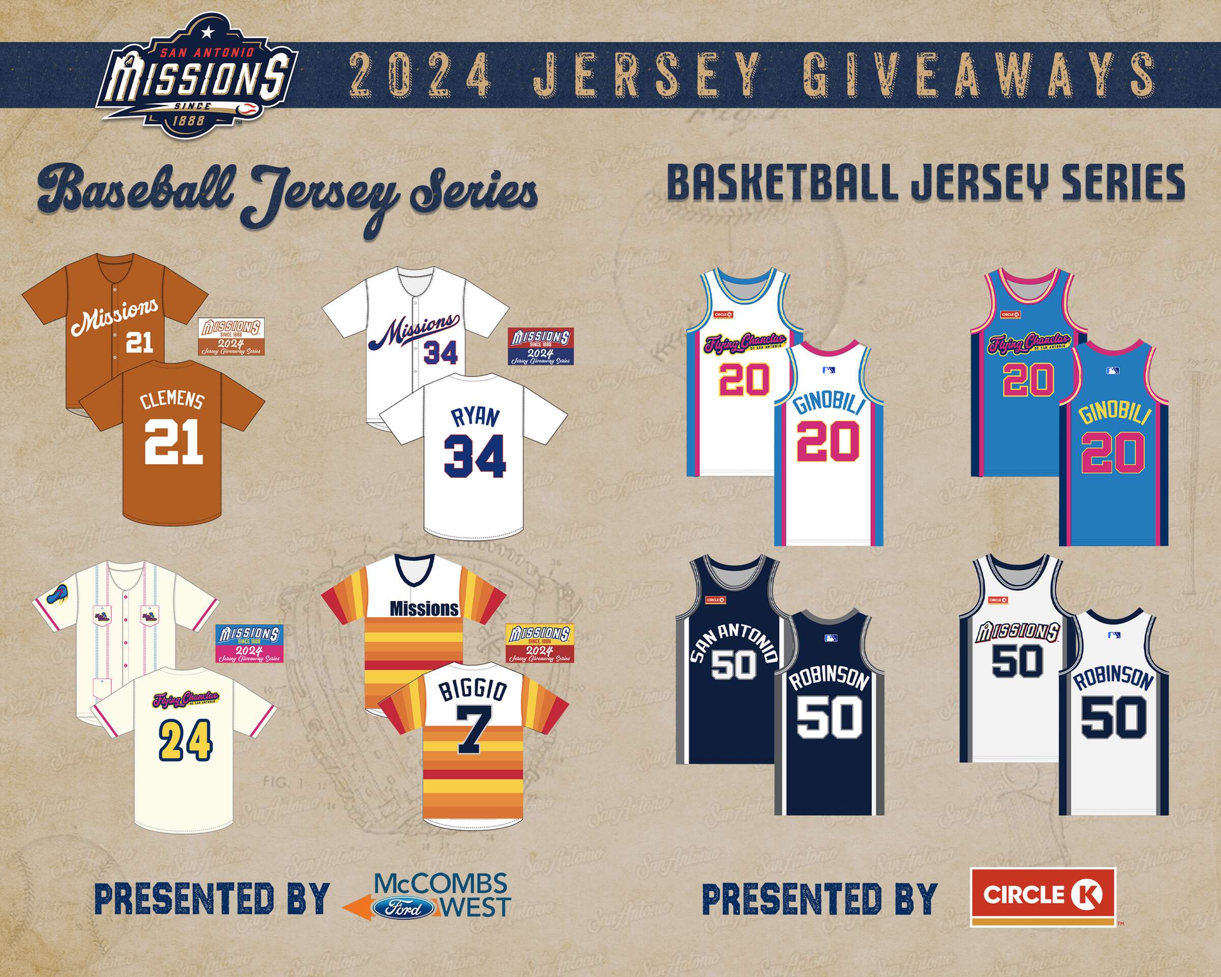 San Antonio Missions 2024 promotional jersey giveaway