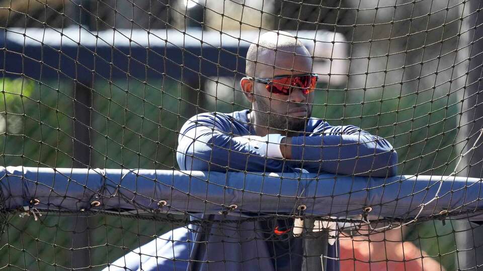 Houston Astros left fielder Yordan Alvarez (44) during full squad workouts for the Astros at CACTI Park of the Palm Beaches on Thursday, Feb. 22, 2024, in West Palm Beach, Fl.