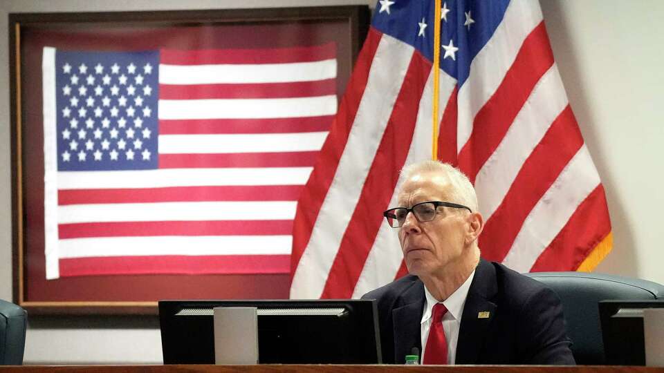 Katy ISD board president Victor Perez during public comments about employing chaplains at the Katy ISD school board meeting at Katy ISD Educational Support Building on Monday, Feb. 26, 2024, in Katy.