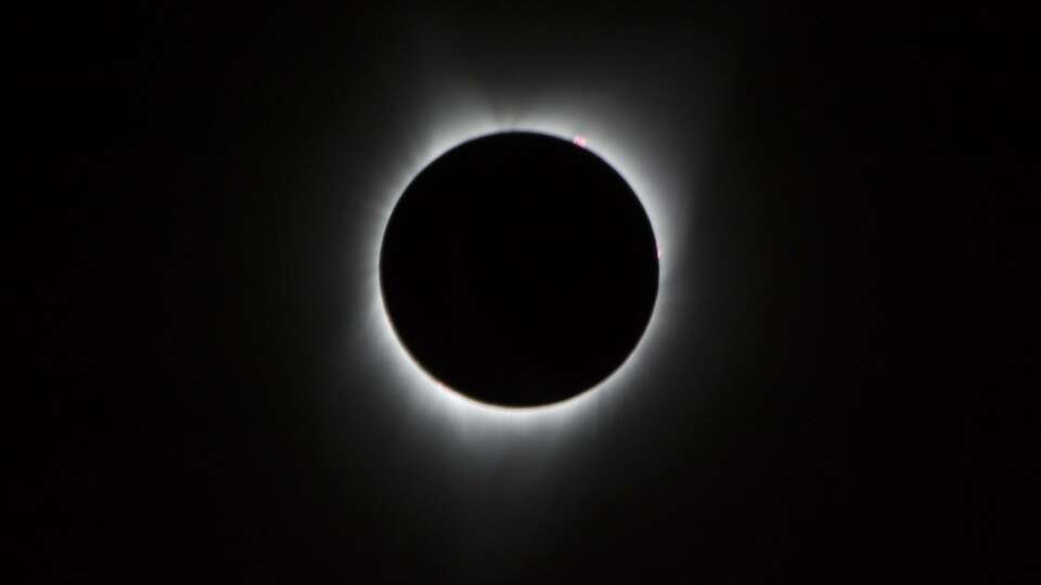 This picture of the 2017 total solar eclipse shows the sun's corona, which is only visible during a total eclipse. This image was taken from NASA Armstrong's Gulfstream III. Photo Credit: (NASA/Carla Thomas)