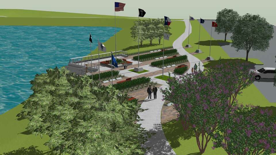 This rendering shows the design of the new veterans' memorial in Shenandoah. The $2.4 million project is part of a larger project to create a park at the Vision Park Pond.