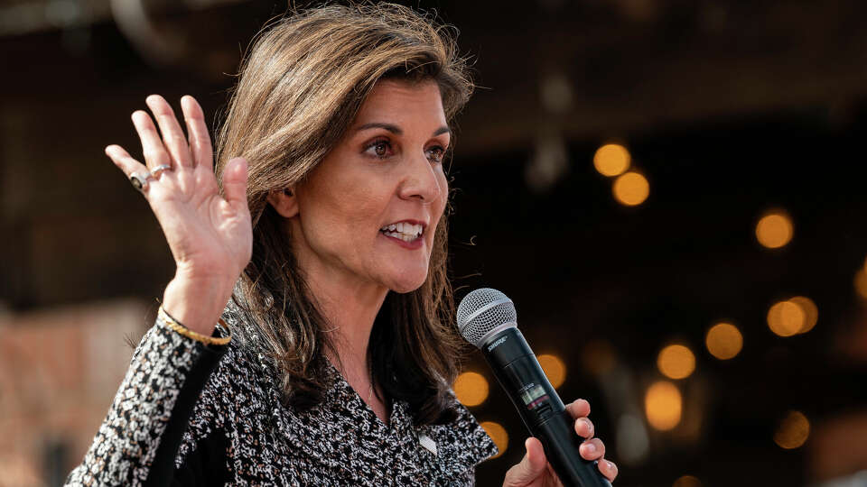 Presidential candidate Nikki Haley speaks at a meet and greet at Viva Villa on Friday, Feb. 16, 2024 in San Antonio.