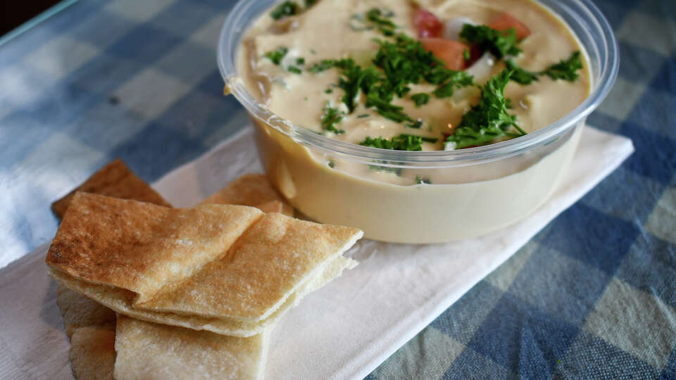 Hummus and pita bread from the Sesame Seed restaurant on West Wooster Street in Danbury.