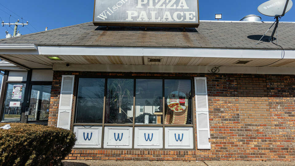 Wilson Pizza Palace in Windsor on March 1, 2024. The restaurant owners turned the McDonald's Golden Arches upside-down and painted them to create W's.