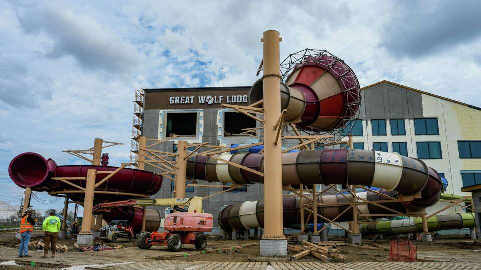 Construction continues for Great Wolf Lodge Water Park Thursday, March 7, 2024, in Webster.