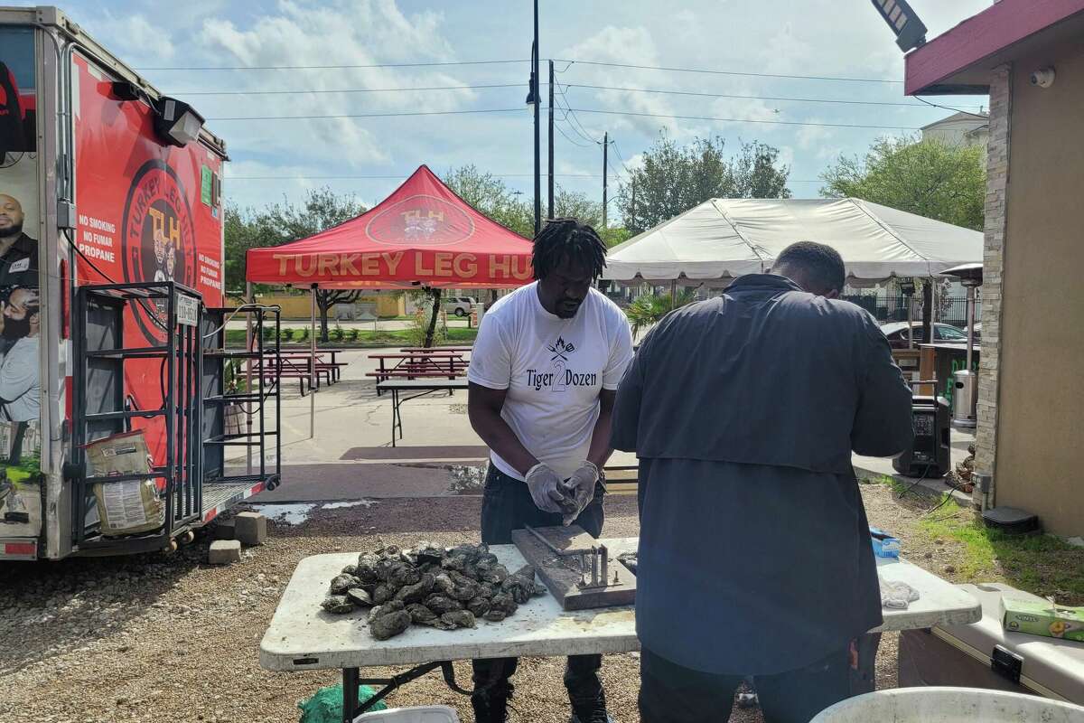 Bellock shucked oysters ahead of the pop-up's opening.