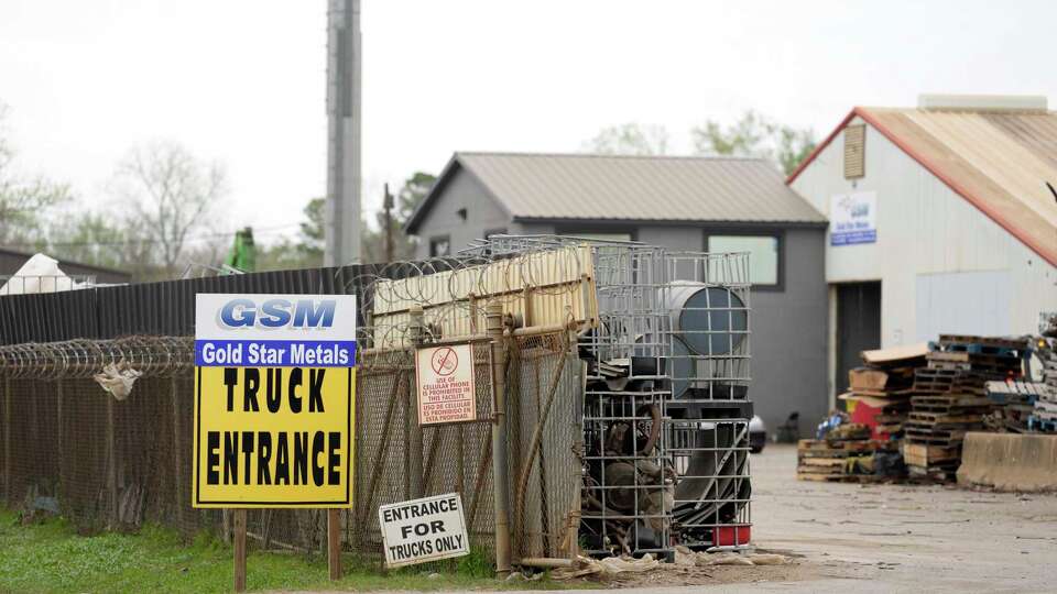 Gold Star Metals on Dockal Street in the Settegast neighborhood of East Houston on Thursday, March 7, 2024, in Houston. The area is home to a regulatory (TCEQ) air monitor with the worst readings in the city for fine particulate pollution, called PM 2.5.