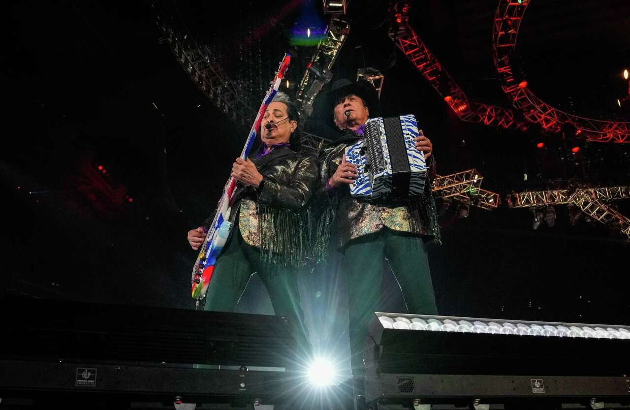 Norteño band, Los Tigres Del Norte perform during Go Tejano Day at the The Houston Livestock and Rodeo Show on Sunday, March 10, 2024, in Houston.