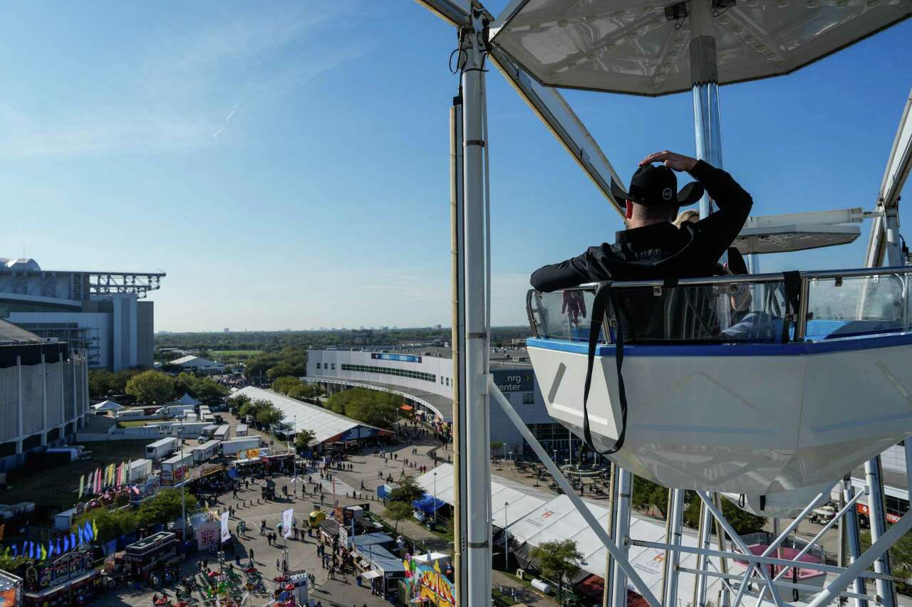 The Houston Livestock and Rodeo Show as seen from a ferris wheel on Wednesday, March 6, 2024, in Houston. (Raquel Nataliccio/Houston Chronicle)