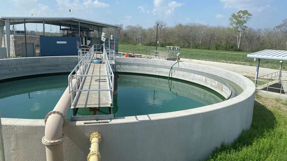 Two tanks that go over 30 feet into the ground contain nearly 5 million gallons of water each to be treated for use at the Pearland Surface Water Treatment Plant, 3720 County Road 48 in Rosharon.