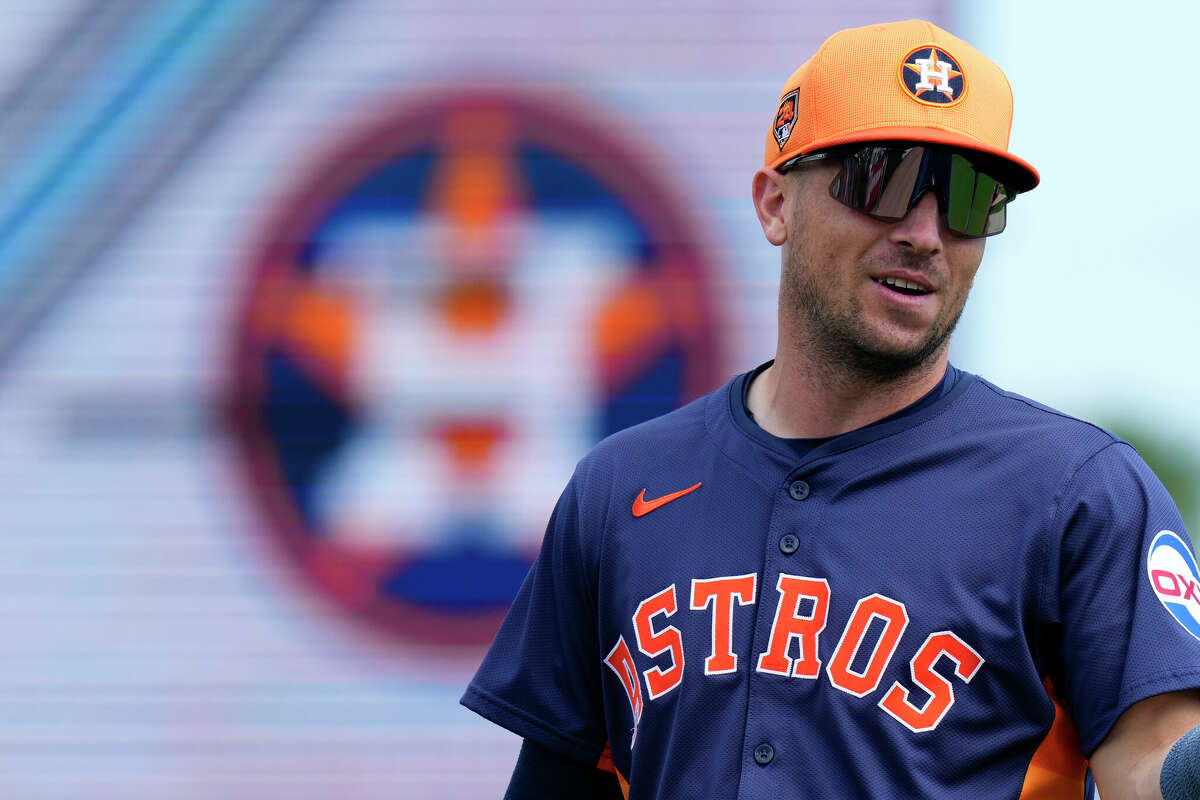 JUPITER, FLORIDA - MARCH 12: Alex Bregman #2 of the Houston Astros looks on prior to a spring training against the Miami Marlins at Roger Dean Stadium on March 12, 2024 in Jupiter, Florida. (Photo by Rich Storry/Getty Images)