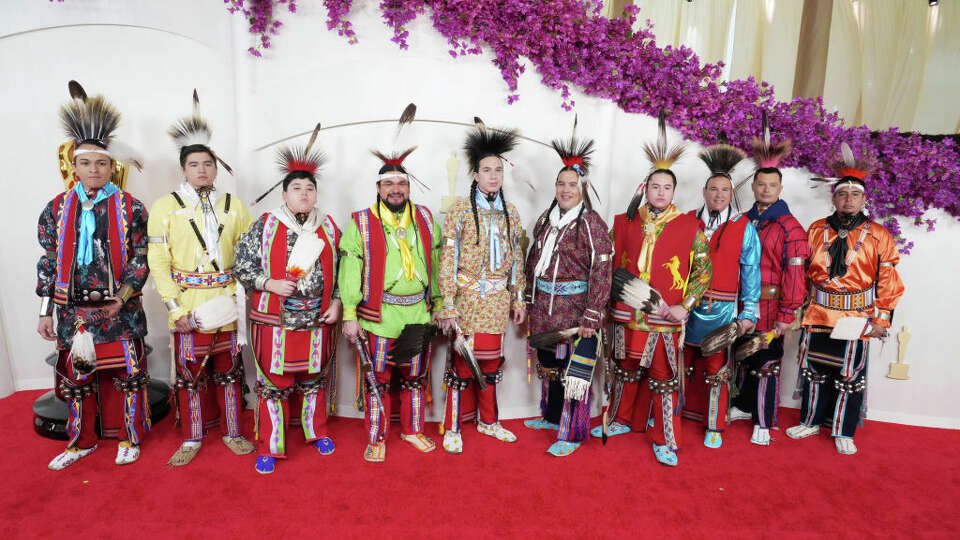 Members of the Osage Nation performed at the 96th Annual Oscars in Los Angeles, California on Sunday. 