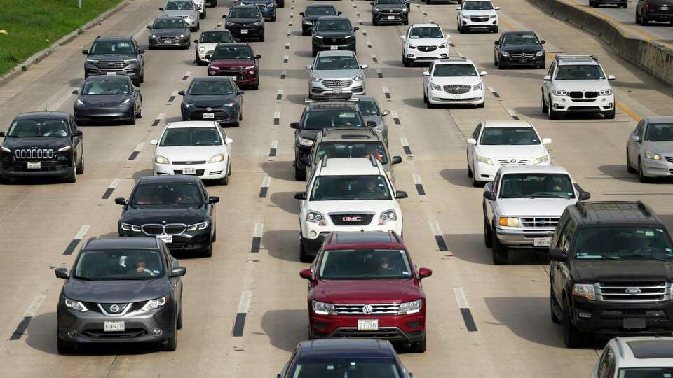 Interstate Highway 10 westbound traffic is photographed from Cohn Street Bridge Tuesday, March 12, 2024 in Houston.