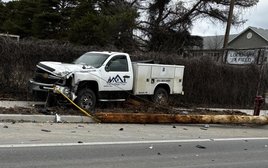 Frankfort road closed after truck crashes into utility pole