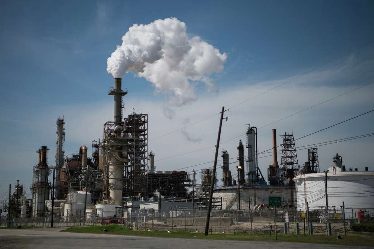 The LyondellBasell refinery near the Houston Ship Channel, part of the Port of Houston, on March 6, 2019 in Houston, Texas. (Photo by Loren ELLIOTT / AFP) (Photo credit should read LOREN ELLIOTT/AFP via Getty Images)