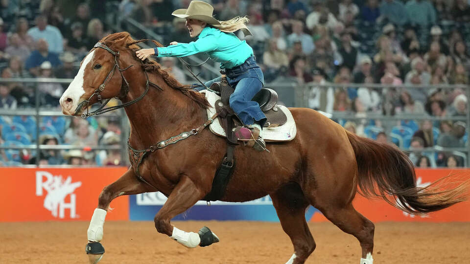 Sissy Winn rides her horse in the barrel racing competition during Semifinal 1 during Rodeo Houston at the Houston Livestock Show and Rodeo at NRG Stadium on Wednesday, March 15, 2023 in Houston.