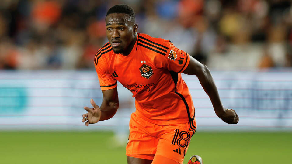 Houston Dynamo forward Aliyu Ibrahim (18) during an MLS soccer match, Saturday, Feb. 24, 2024, in Houston. (AP Photo/Matt Patterson)