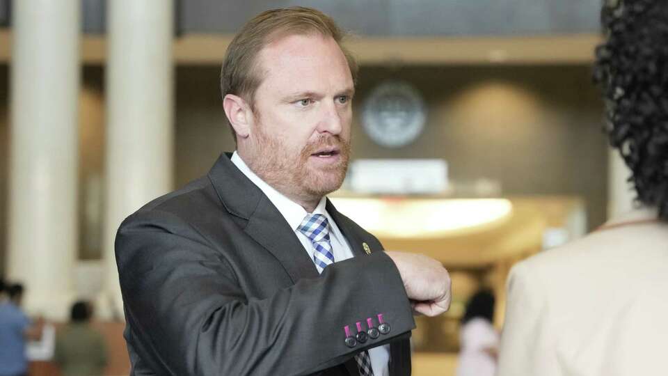 Marty Lancton, President of Houston Professional Fire Fighters Association Local 341 is photographed coming out of 234th Harris County District Court on Monday, March 18, 2024, in Houston.