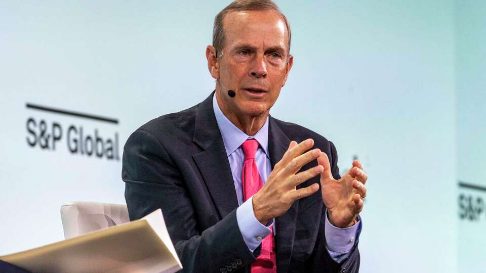 S&P Global Vice Chairman, Daniel Yergin, left, discusses current issues facing the energy industry with Chevron Corporation Chairman of the Board and Chief Executive Officer, Mike Wirth during a panel discussion at CERAWeek by S&P Global Tuesday, March 19, 2024 in Houston.