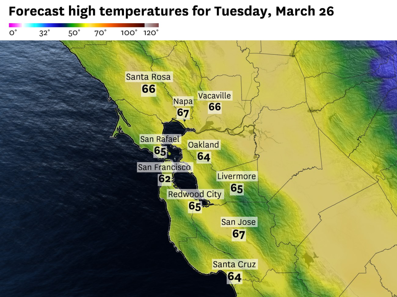 Bay Area weather: These areas will get the warmest before rain returns