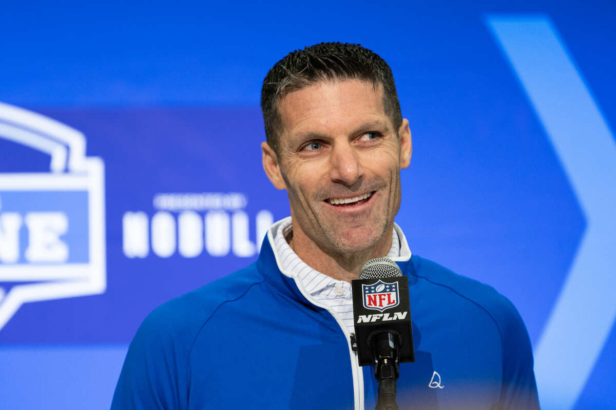 INDIANAPOLIS, INDIANA - FEBRUARY 28: General Manager Nick Caserio of the Houston Texans speaks to the media during the NFL Combine at the Indiana Convention Center on February 28, 2024 in Indianapolis, Indiana. (Photo by Kara Durrette/Getty Images)