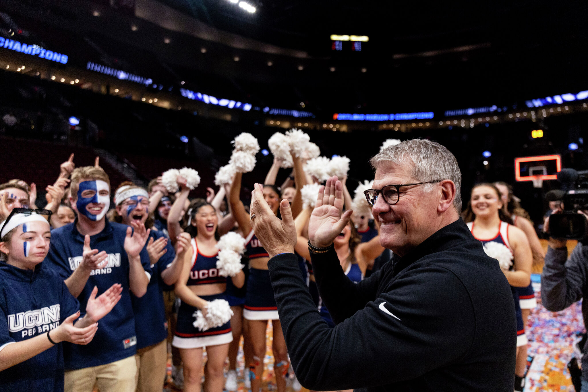 UConn's Jim Mora marvels at women's basketball coach Geno Auriemma