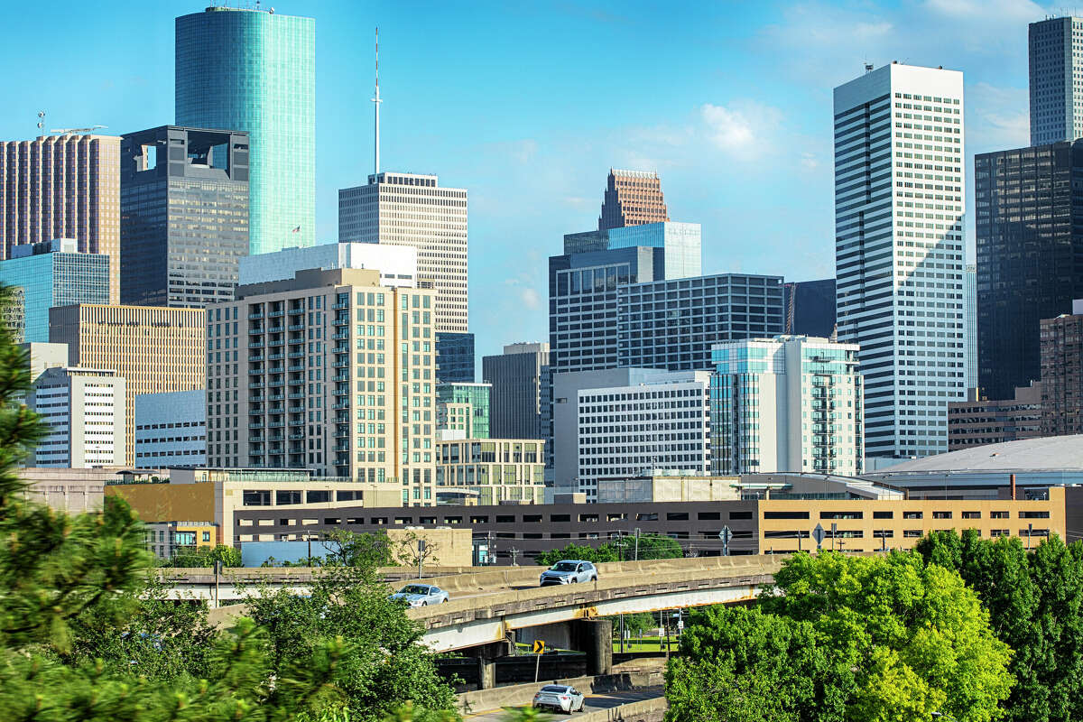 Houston downtown skyline at sunny day