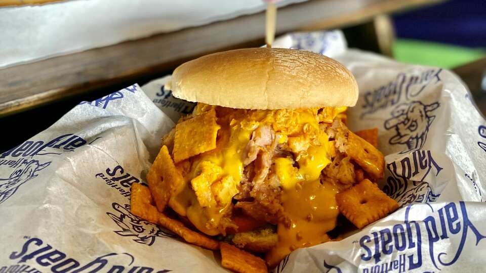 New Hartford Yard Goats foods include Cheez-It chicken sandwich, 2-foot-long hot dog