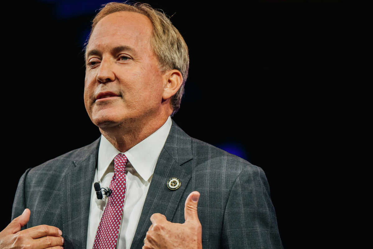 DALLAS, TEXAS - JULY 11: Texas Attorney General Ken Paxton files lawsuit against Harris County over its guaranteed income program. (Photo by Brandon Bell/Getty Images)