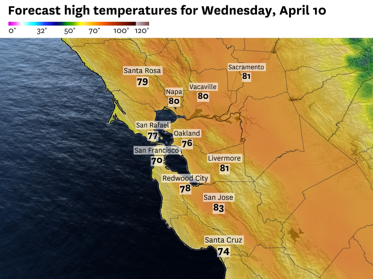 Der bisher wärmste Tag in der Bay Area in diesem Jahr, in einigen Gebieten ...