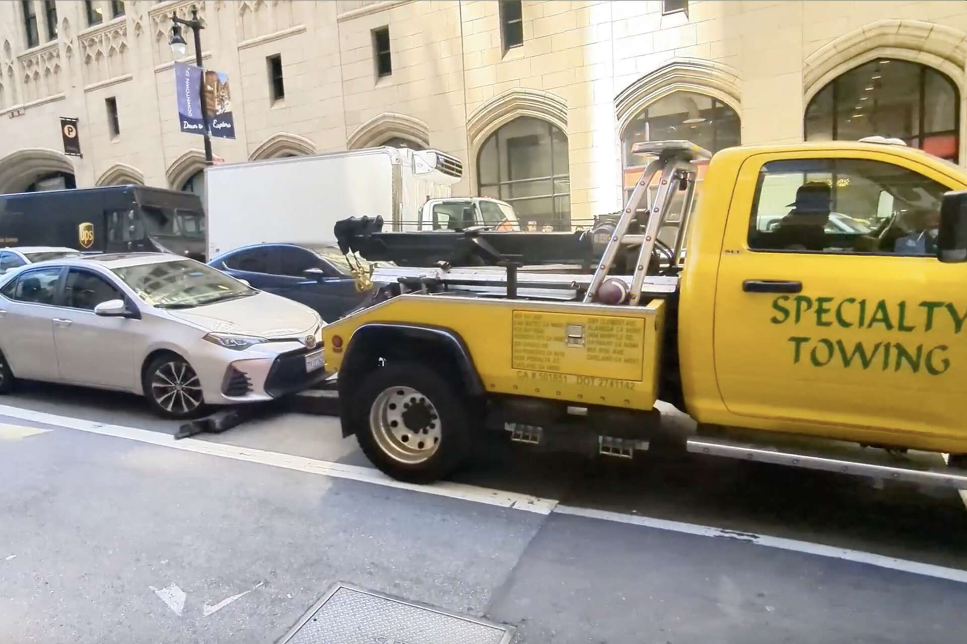 They were just sitting in SF traffic. Then came the tow truck.