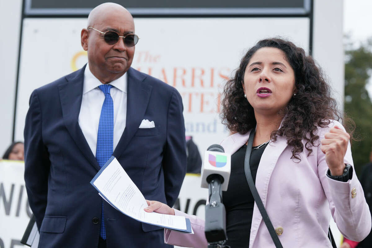 HOUSTON, TEXAS - JANUARY 18: Harris County Judge Lina Hidalgo and commissioner Rodney Ellis said they are fighting to make sure selected families receive the funds.  Elizabeth Conley/Houston Chronicle via Getty Images)