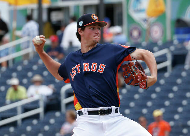 Forrest Whitley #68 of the Houston Astros throws the ball against the New York Mets during a spring training game at The Fitteam Ballpark of the Palm Beaches on February 25, 2019 in West Palm Beach, Florida.