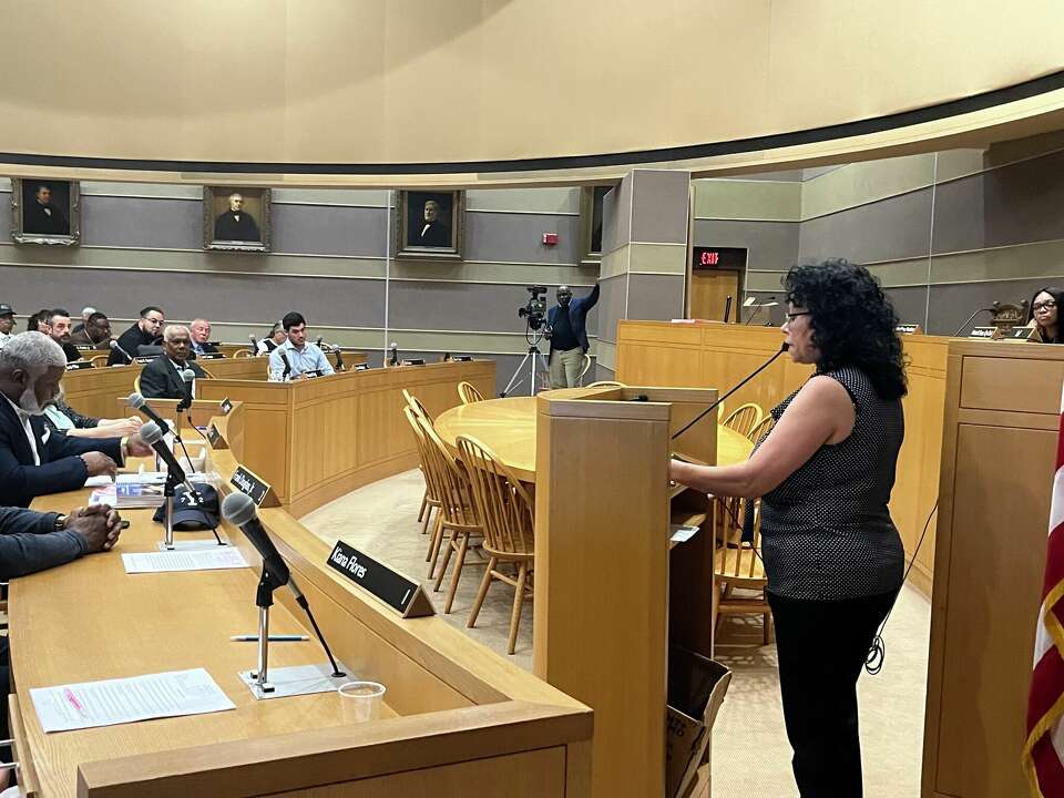 New Haven Alder Rodriguez gives Black and Hispanic Caucus address