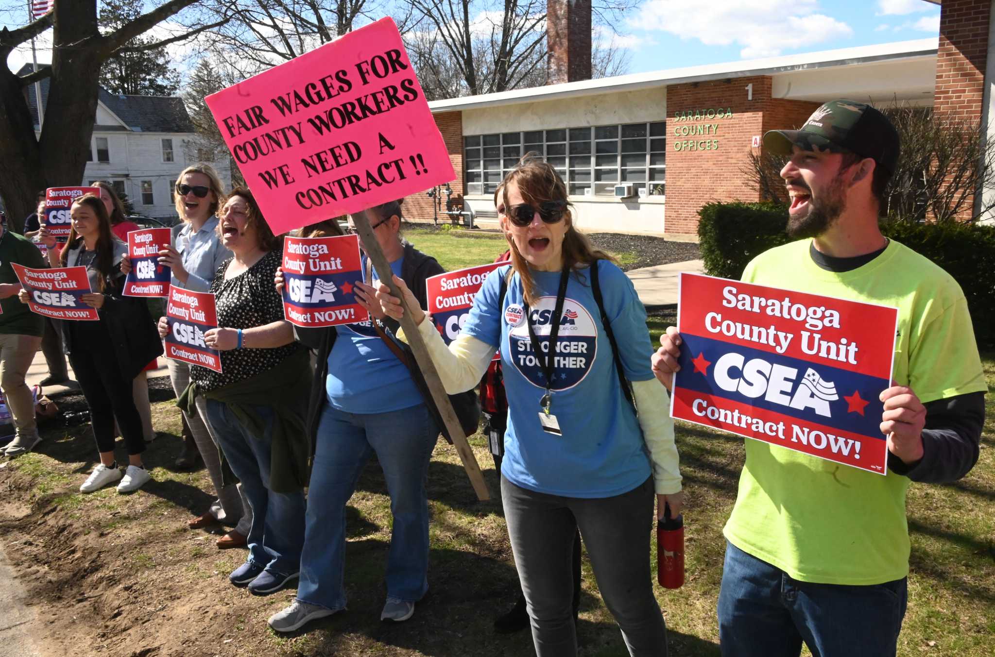 Worker Rally Unionized workers rally at Saratoga County Office Building