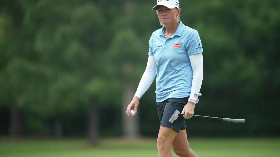 Stacy Lewis, from The Woodlands, finishes the 9th hole during The Chevron Championship at Carlton Woods on Thursday, April 18, 2024 in The Woodlands.