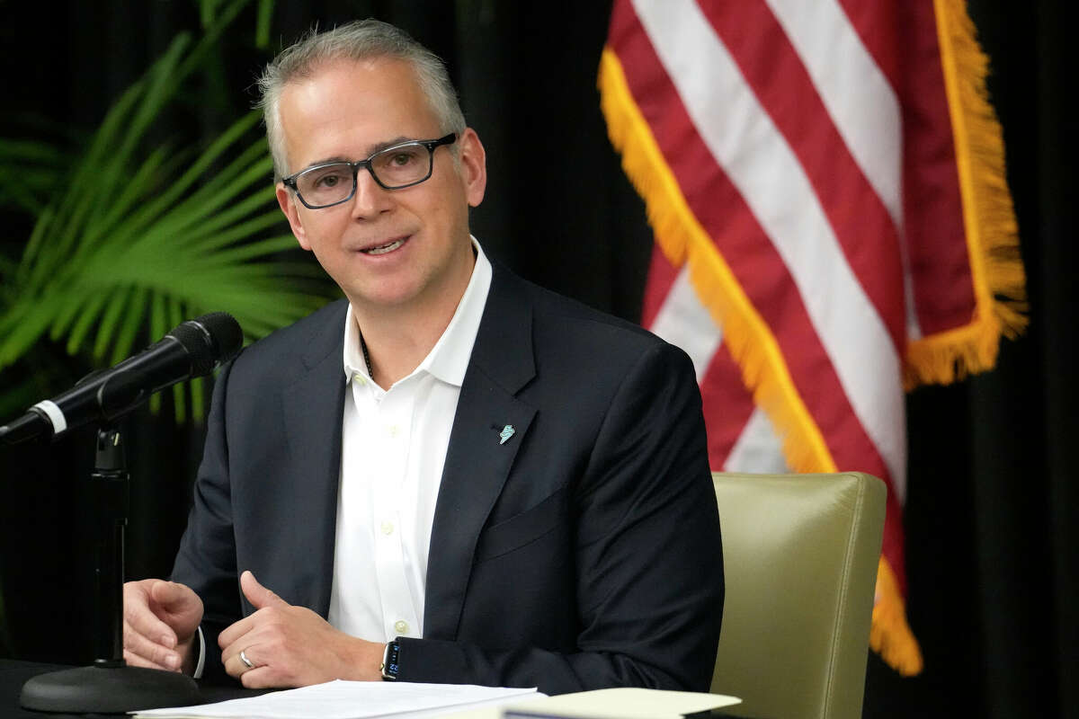 Pablo Vegas, president and CEO of ERCOT, speaks during press conference at Calpine, 717 Texas Ave., Thursday, Dec. 14, 2023, in Houston. Vegas discussed ERCOT's power demand forecasts and its plans to address them at a Board of Directors meeting Tuesday, April 23.