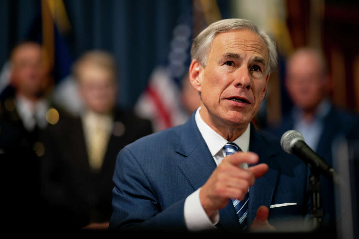 AUSTIN, TEXAS - JUNE 08: Texas Gov. Greg Abbott speaks during a news conference at the Texas State Capitol on June 08, 2023 in Austin, Texas. Gov. Abbott and Texas Department of Public Safety Director Steve McCraw joined bill authors, sponsors, legislators and law enforcement members in the signing of bills designated towards enhancing border security along the southern border. (Photo by Brandon Bell/Getty Images)