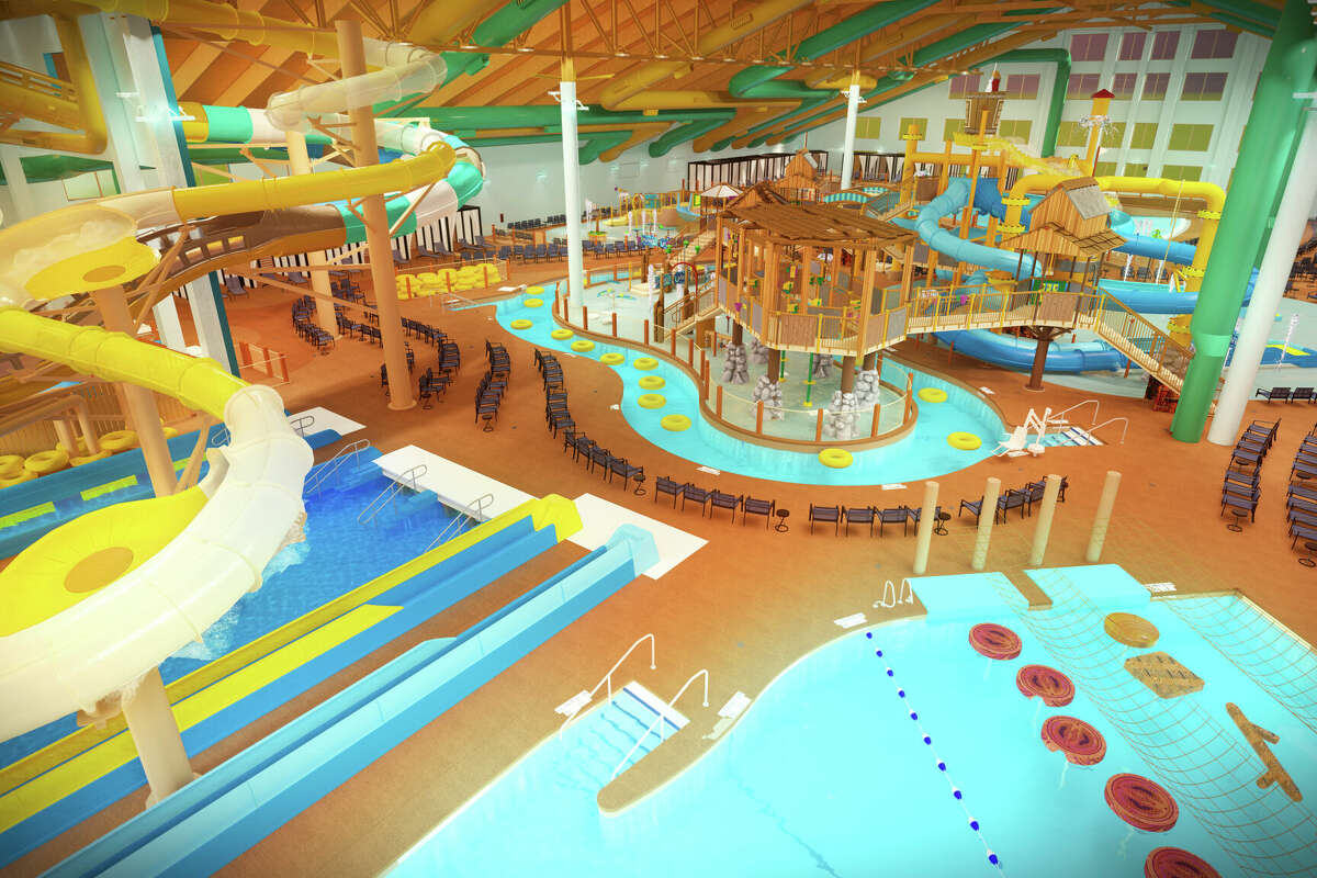 Images show slides to be featured at Great Wolf Lodge's new location in Webster. 