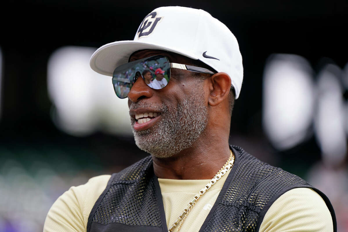 Former NFL player and Colorado Buffalos head coach Deion Sanders looks on before a game between the Birmingham Stallions and Arlington Renegades at Choctaw Stadium on March 30, 2024 in Arlington, Texas.