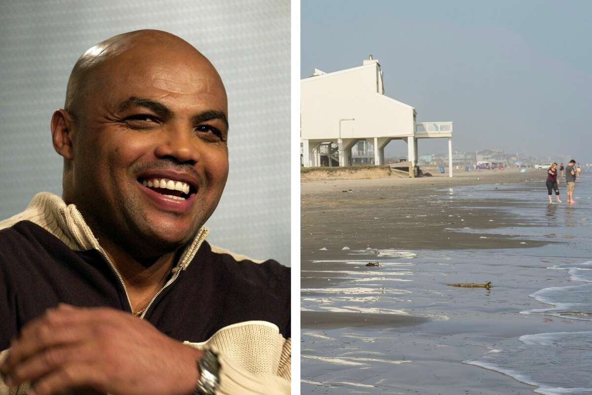 Charles Barkley spent time in Galveston (shown on the right in a photo from 2023) when he played for the Rockets in the 1990s, but he still made cracks about the city's beaches during TNT's 'Inside the NBA' on Saturday, April 27, 2024.